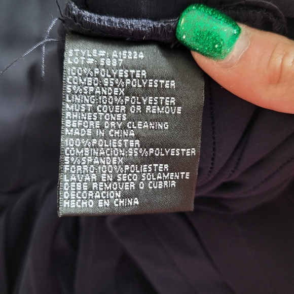 Navy Blue Formal Dress with Gold Chain Link Strap Fits Like Size 8 - Picture 12 of 13